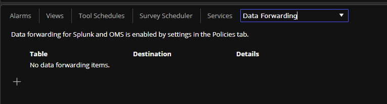 Data Forwarding table, destination, details