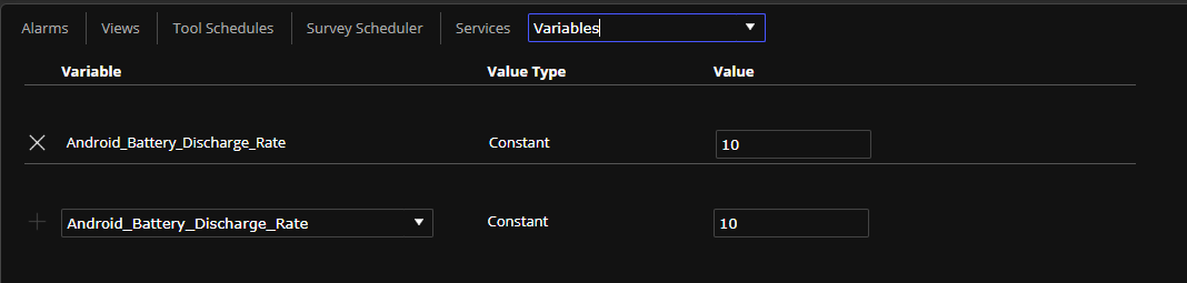 Variables in Roles including variable,value type, and value