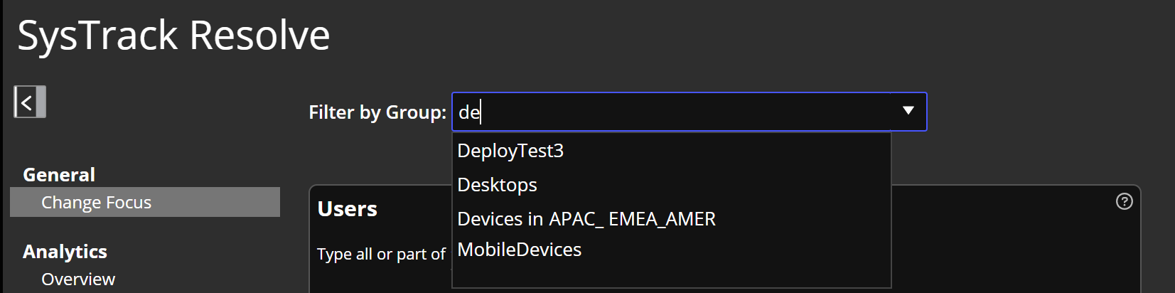 Resolve's Filter by Group field